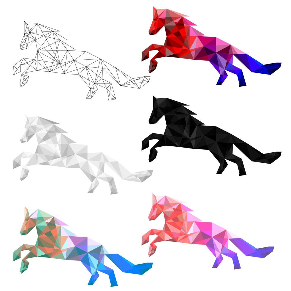 ensemble de cheval polygone géométrique. illustration vectorielle. vecteur