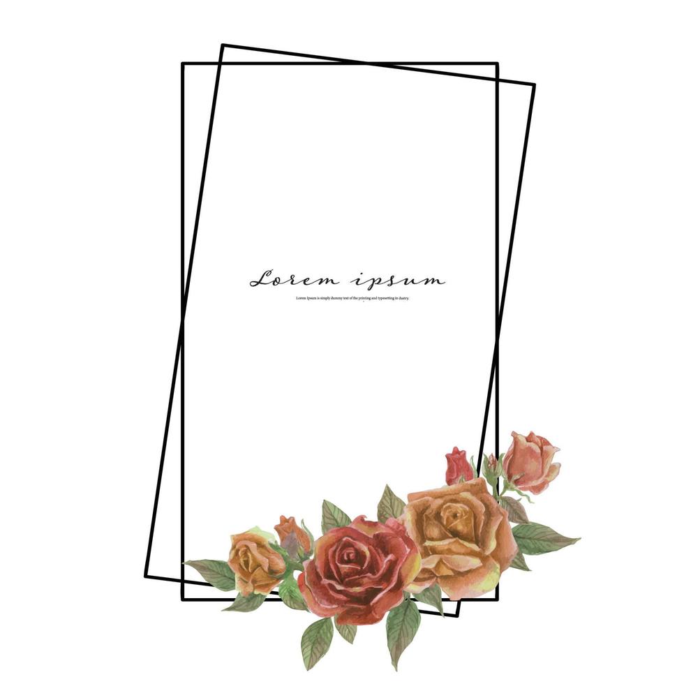 cadre aquarelle rose. illustration vectorielle de couronne florale. vecteur