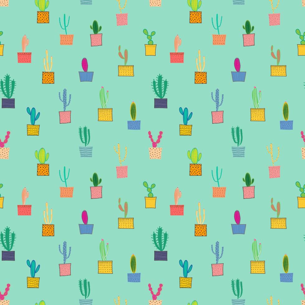 arrière-plan transparent de cactus. illustration vectorielle pour la conception de papier d'emballage de tissu et de cadeau. vecteur