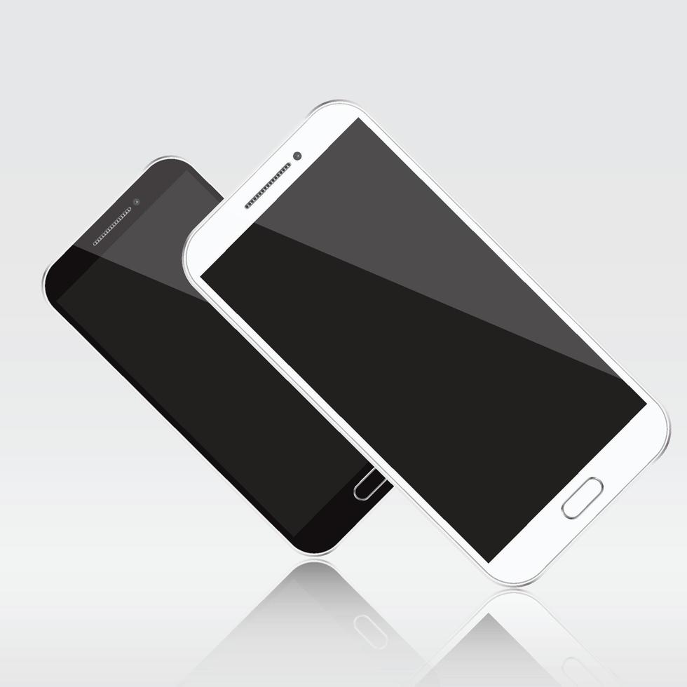 téléphones intelligents. smartphone noir et blanc. smartphone isolé. illustration vectorielle vecteur