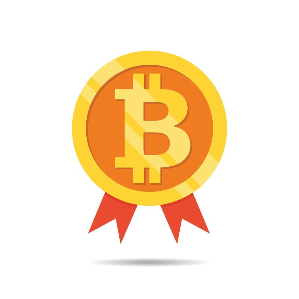 Bitcoin. pièce d'or avec symbole bitcoin sur fond blanc. vecteur