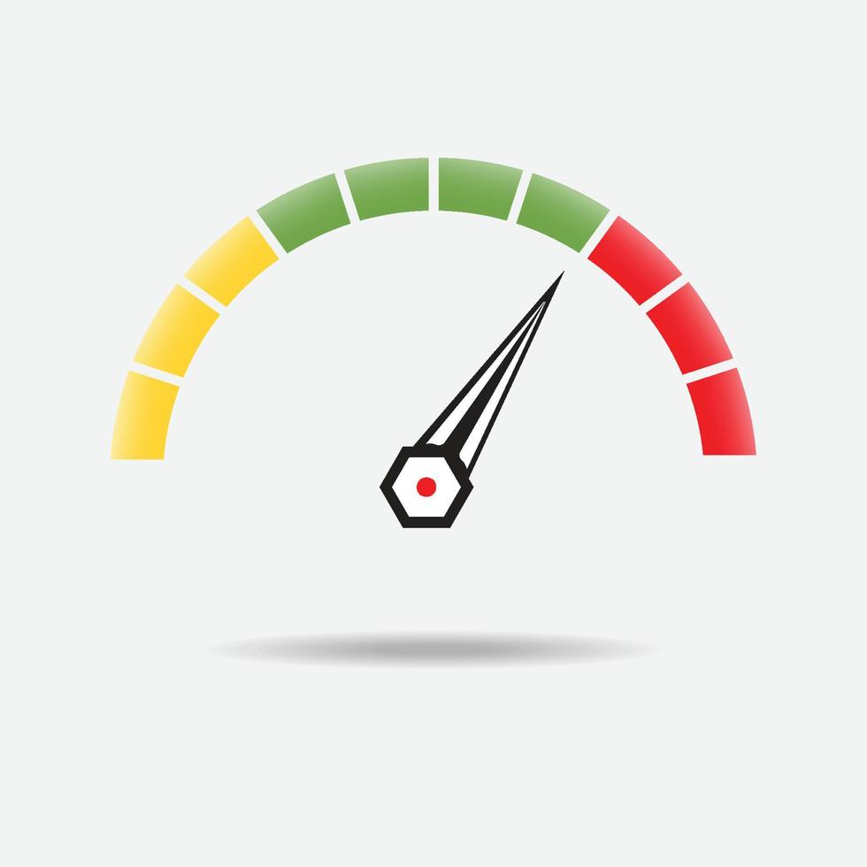 compteur de vitesse ou tachymètre avec flèche. élément de jauge infographique. modèle pour la conception de téléchargement. illustration vectorielle colorée dans un style plat. vecteur