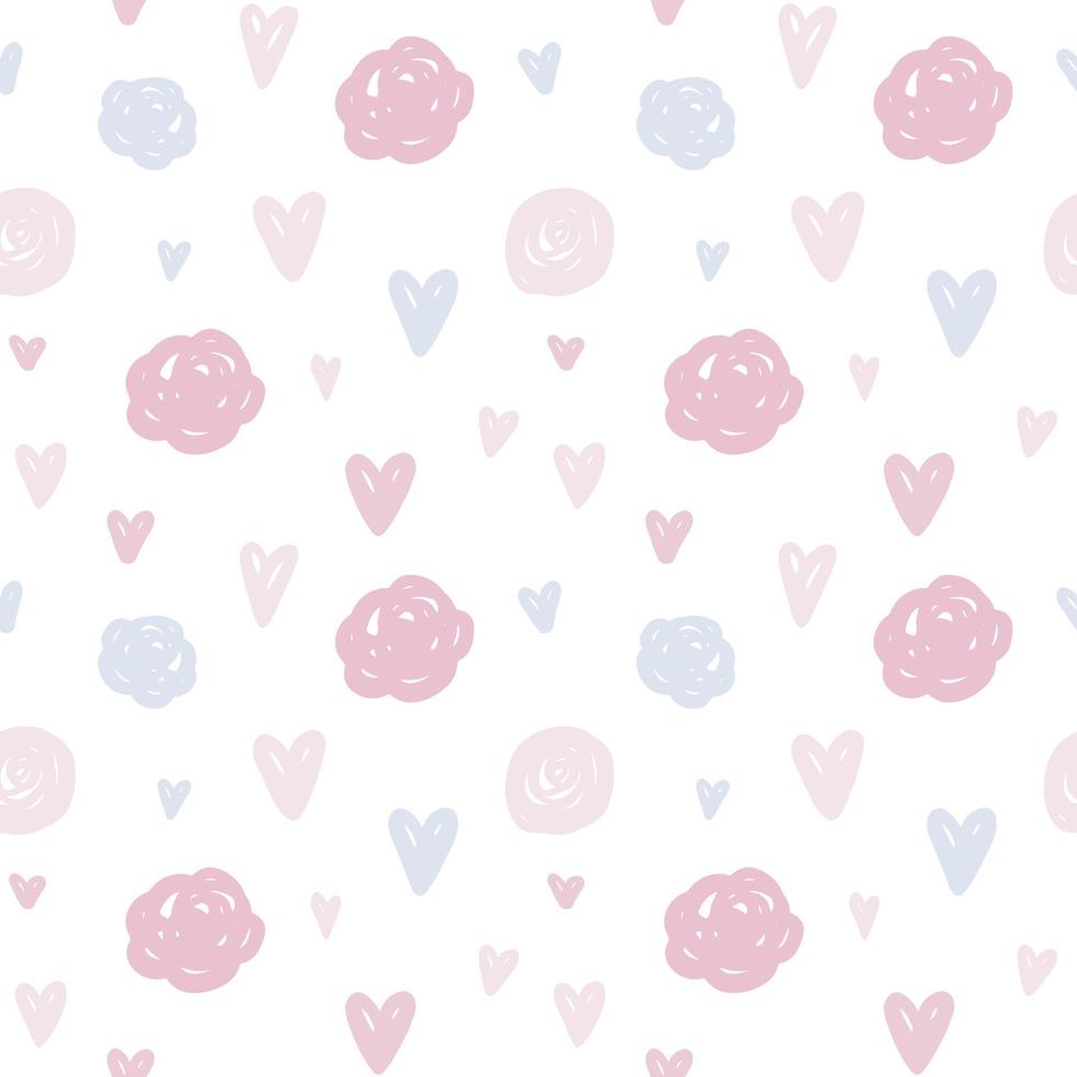 coeurs pastel et roses modèle vectorielle continue dans un style romantique. pour chambre de bébé, vêtements pour enfants, tissus pour bébés, papier d'emballage, Saint Valentin, fête des mères, mariage, scrapbooking, papier peint vecteur