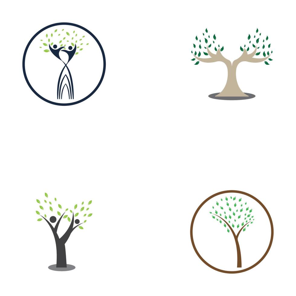 modèle de conception de concept de logo arbre et bois humain vecteur