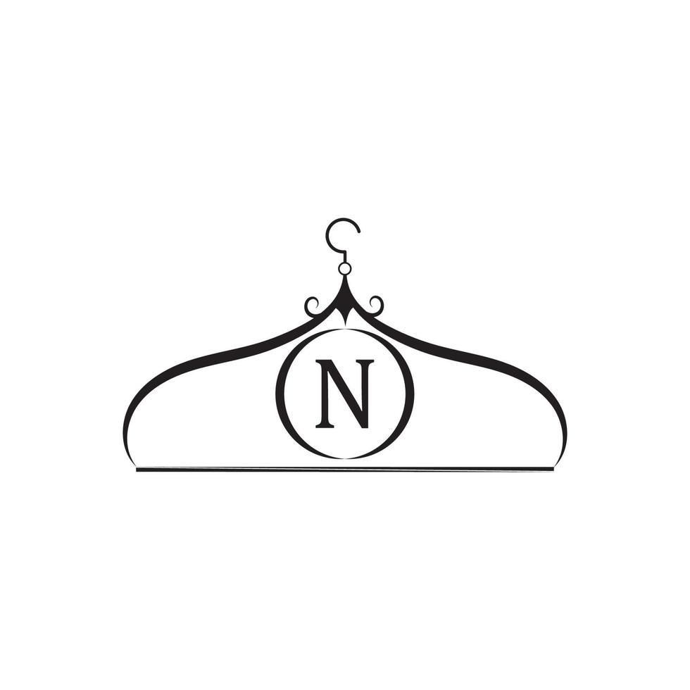 logo vectoriel de mode. logo du cintre. lettre n logo. emblème de tailleur. icône de garde-robe - dessin vectoriel