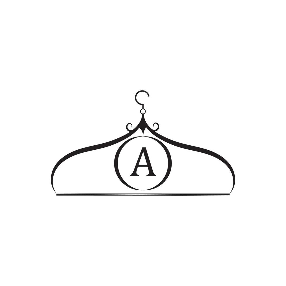 logo vectoriel de mode. logo du cintre. lettre un logo. emblème de tailleur. icône de garde-robe - dessin vectoriel