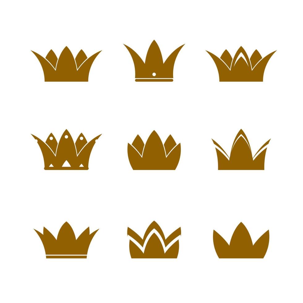 ensemble de couronnes et d'icônes vectorielles dorées vecteur