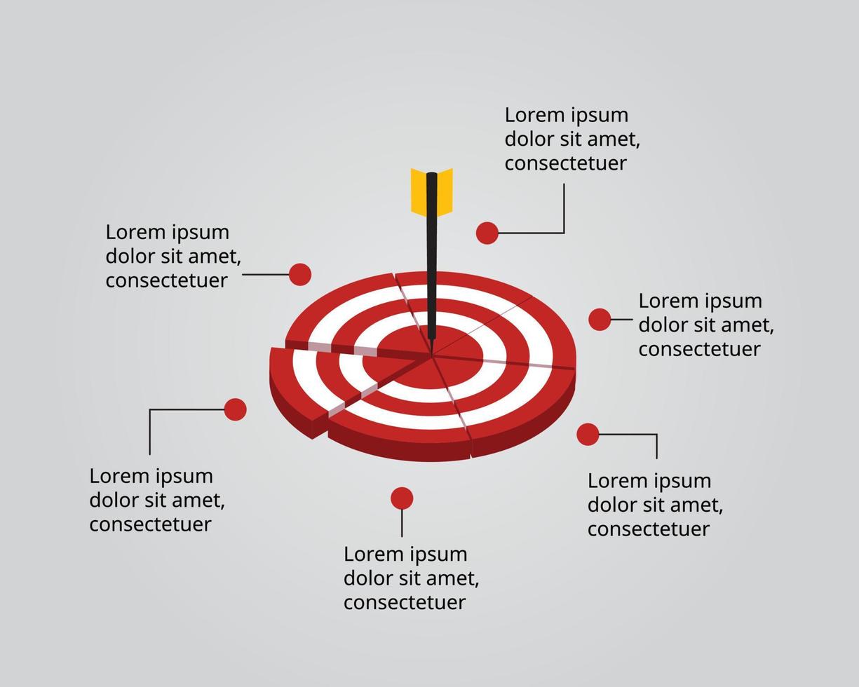 modèle d'objectif pour infographie pour présentation pour 6 éléments vecteur