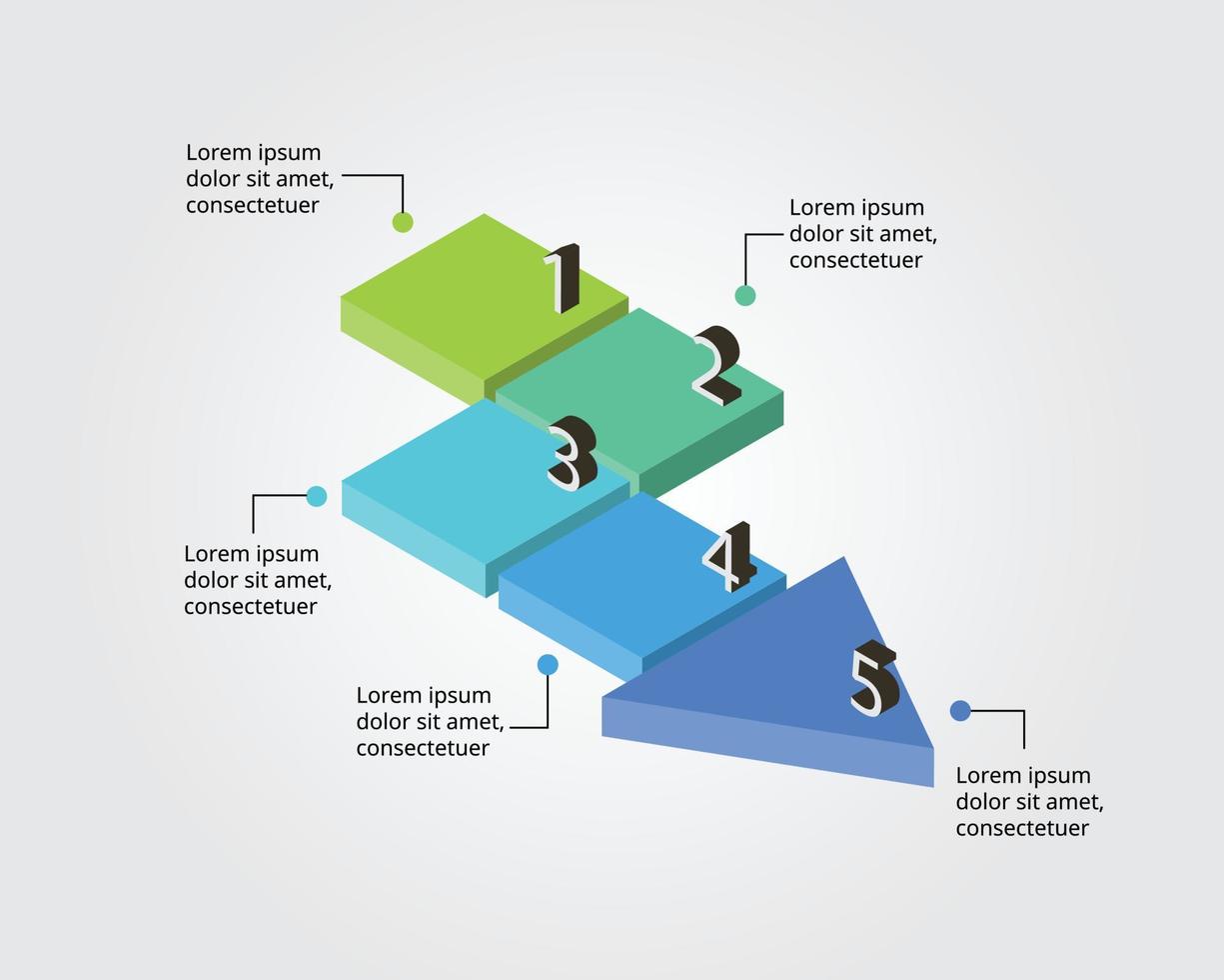 modèle d'étape de flèche pour infographie pour la présentation de 5 éléments vecteur