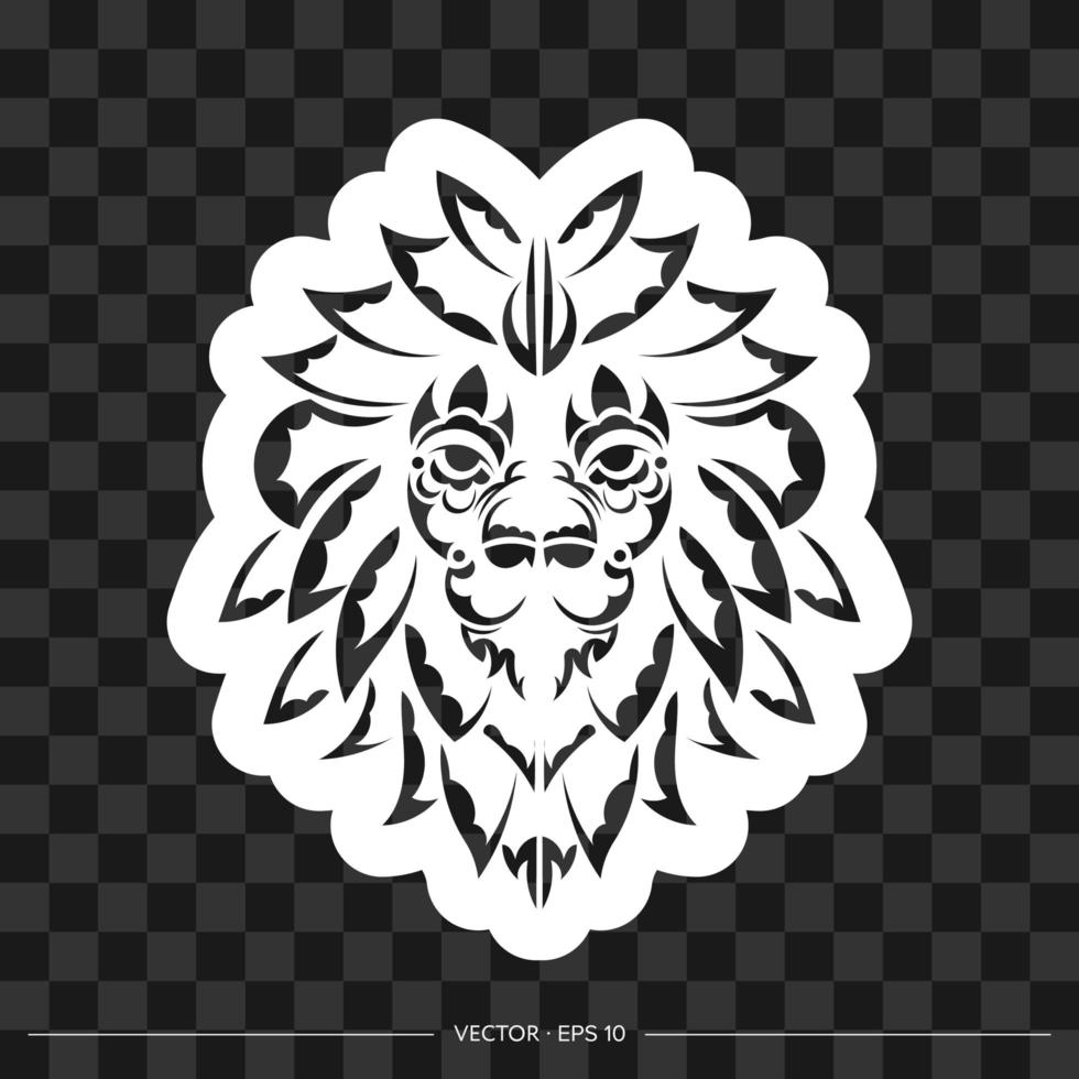 impression de lion. visage de lion dans le style maya. vecteur