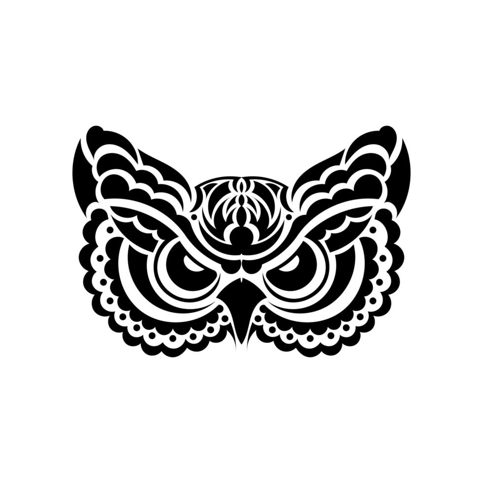 le visage d'un hibou d'après des motifs de polynésie. isolé sur fond blanc. illustration vectorielle. vecteur
