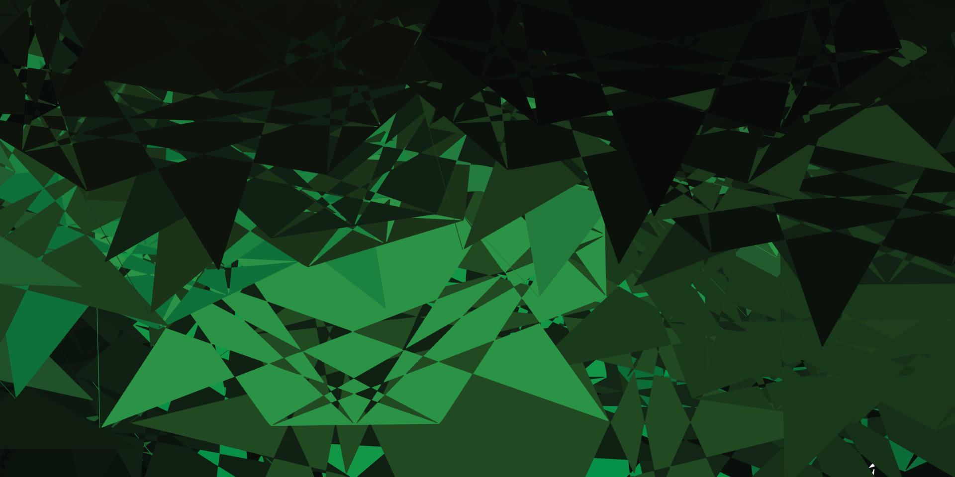 toile de fond de vecteur vert foncé avec des triangles, des lignes.