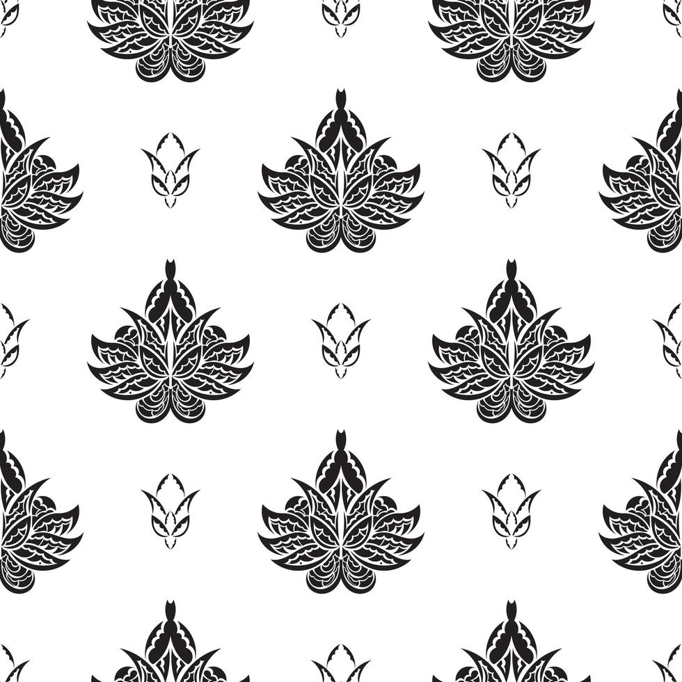 modèle sans couture noir-blanc avec des lotus dans un style simple. bon pour les arrière-plans, les imprimés, les vêtements et les textiles. vecteur