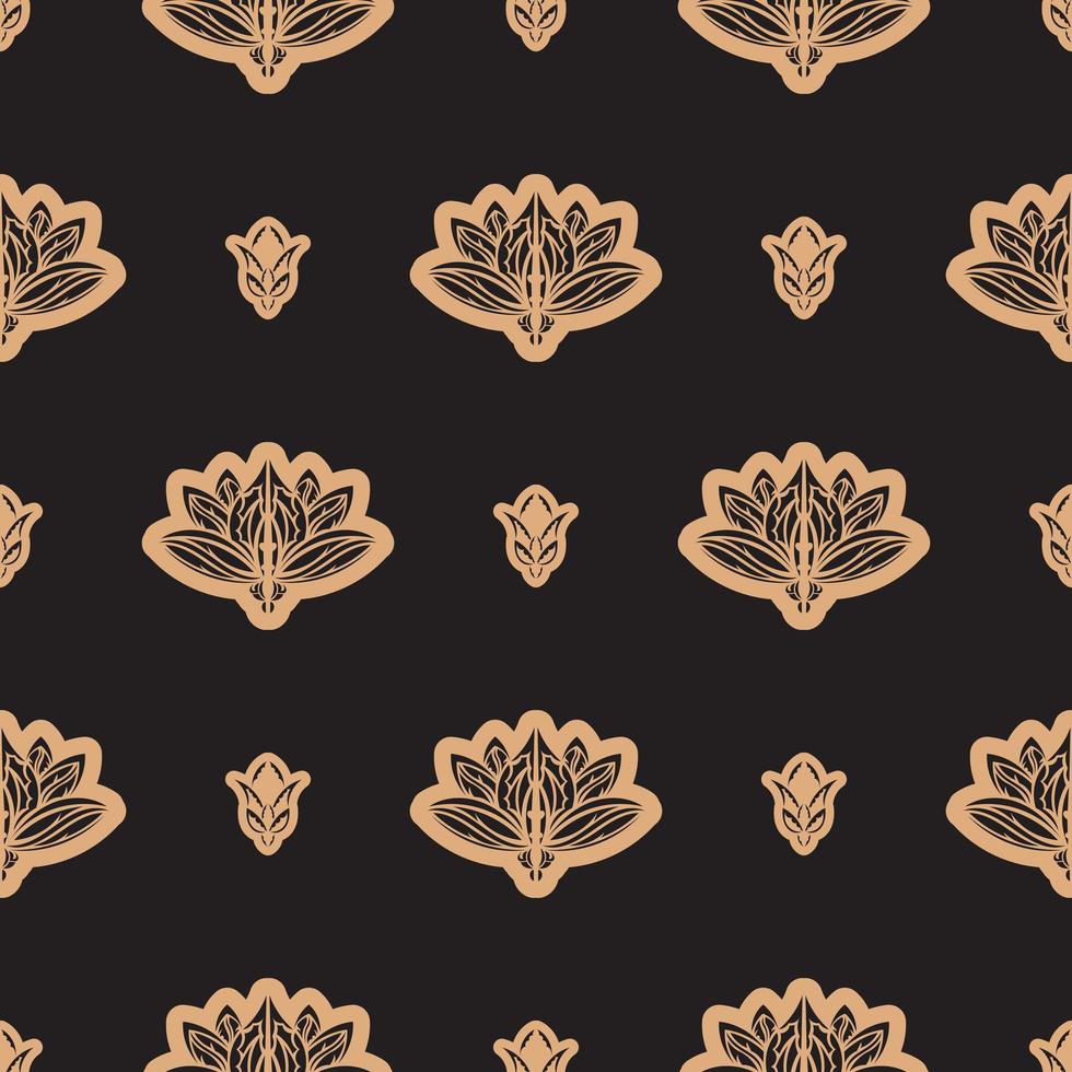 motif sans couture de couleur unie foncée avec des lotus dans un style simple. bon pour les vêtements, les textiles, les arrière-plans et les imprimés. illustration vectorielle. vecteur