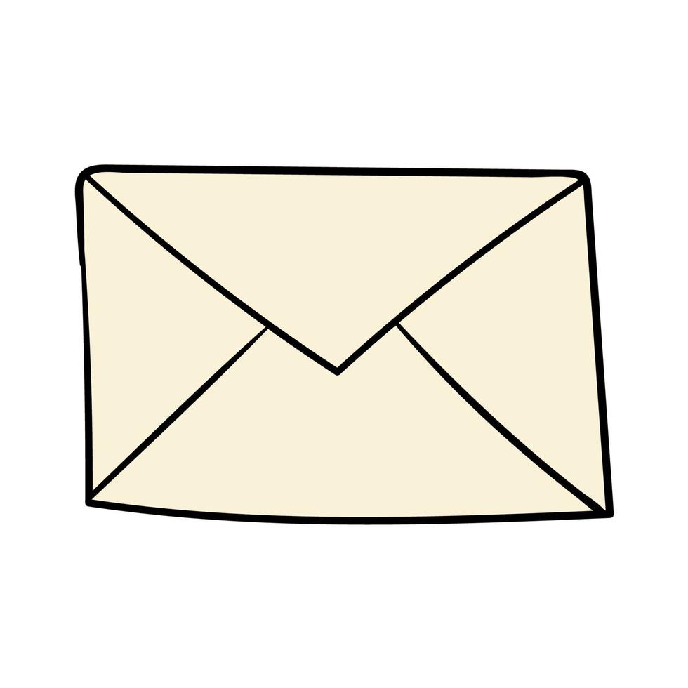 dessin animé doodle courrier linéaire, lettre isolée sur fond blanc. vecteur