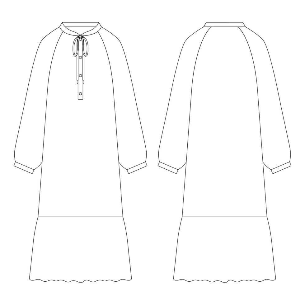 modèle robe folklorique illustration vectorielle design plat contour vêtements vecteur