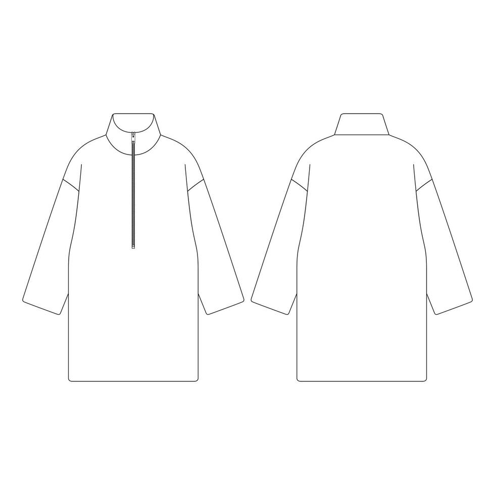 modèle laine demi zip robe illustration vectorielle design plat contour vêtements vecteur