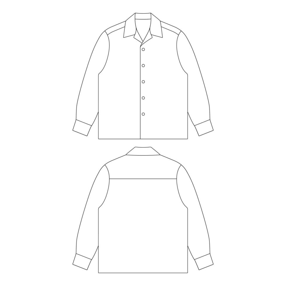 modèle chemise à manches longues camp vector illustration design plat contour vêtements