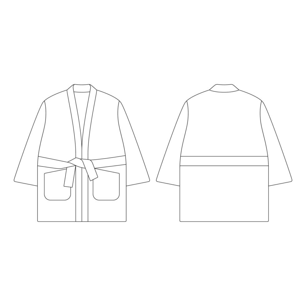 modèle robe manteau avec poches vector illustration design plat contour vêtements