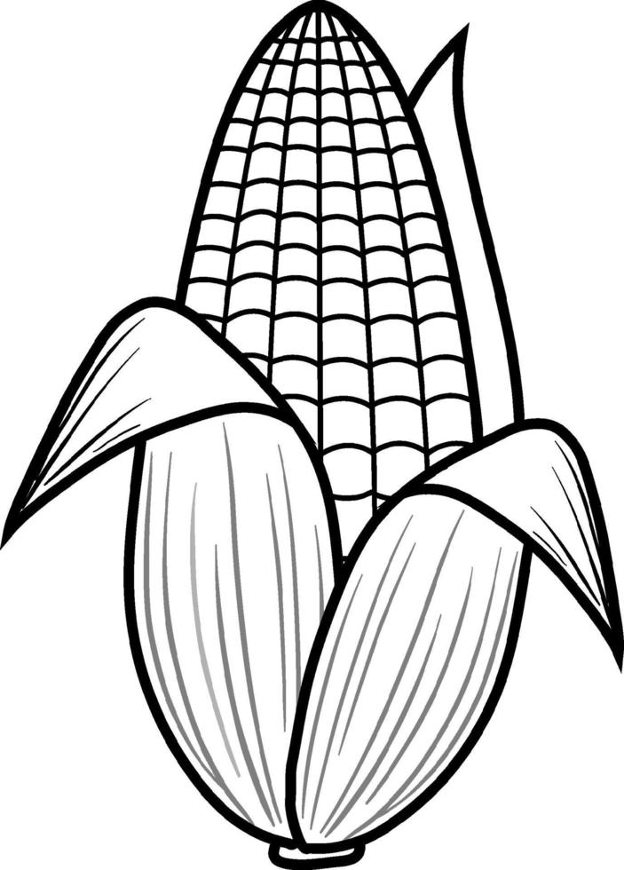 contour de doodle de maïs à colorier vecteur