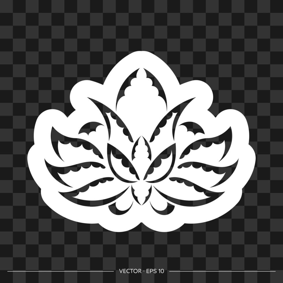 ornement de lotus imprimé, tatouage ethnique. lotus indien à motifs. style samoan. isolé. vecteur