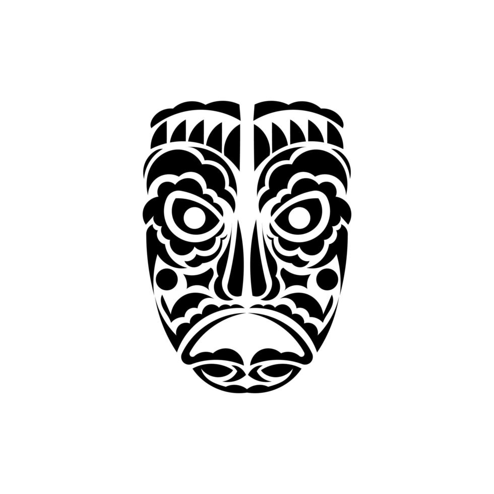 visage tiki, masque ou totem. motifs de style samoan. bon pour les tatouages et les impressions. isolé. illustration vectorielle. vecteur