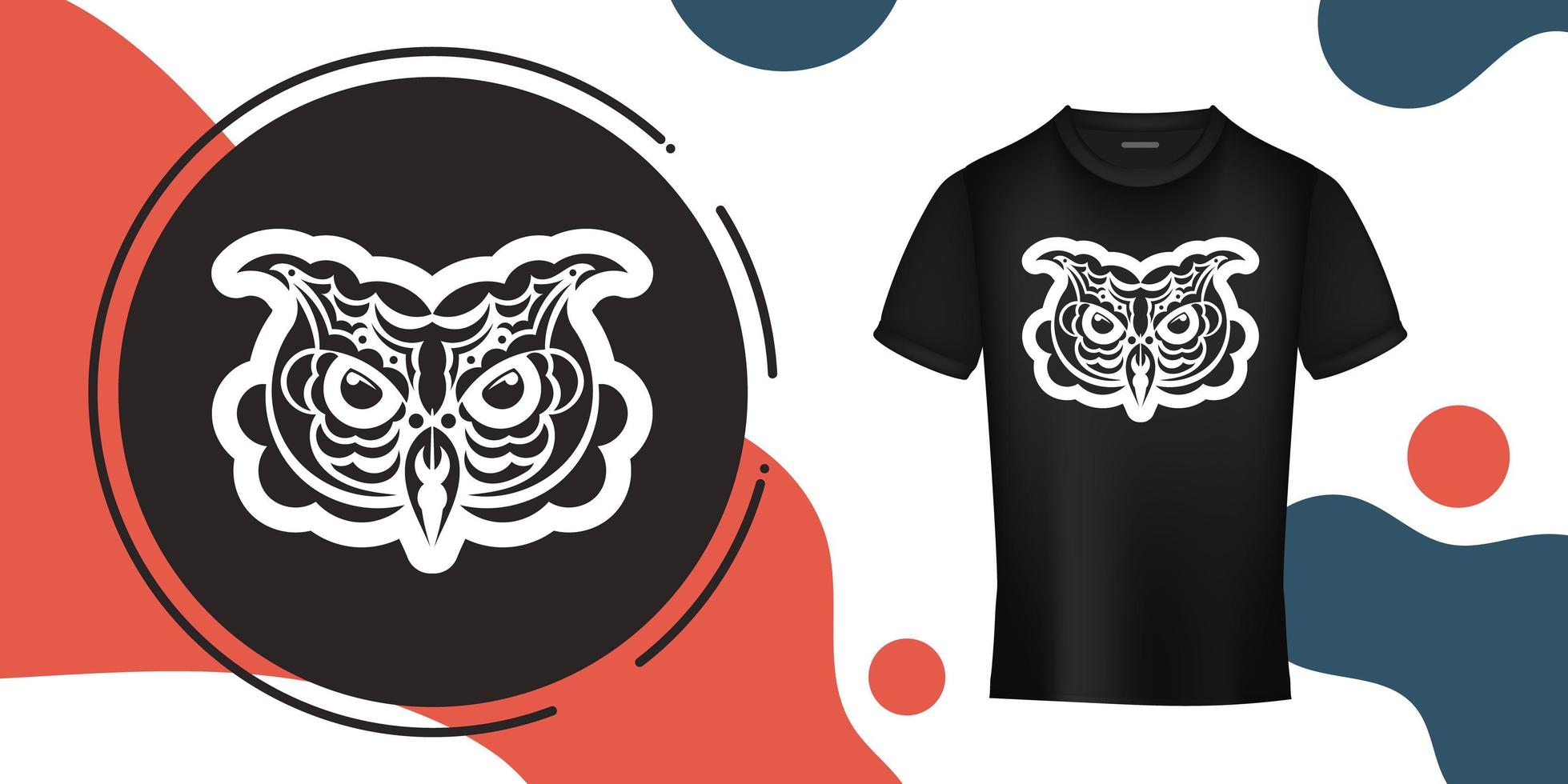 impression de visage de hibou. motifs samoa et hawaii. bon pour les t-shirts, les tasses, les étuis de téléphone et plus encore. illustration vectorielle. vecteur