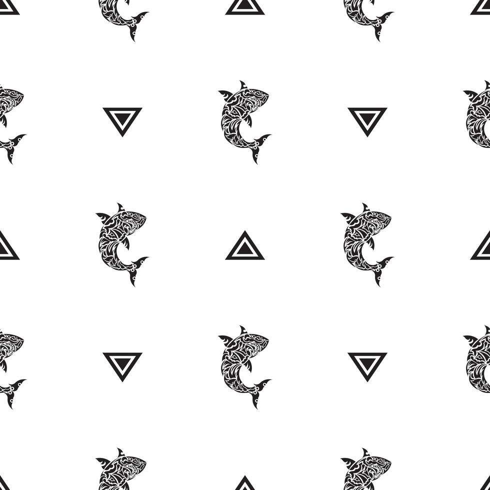 motif noir et blanc sans couture avec des requins. bon pour les vêtements et les textiles. illustration vectorielle. vecteur