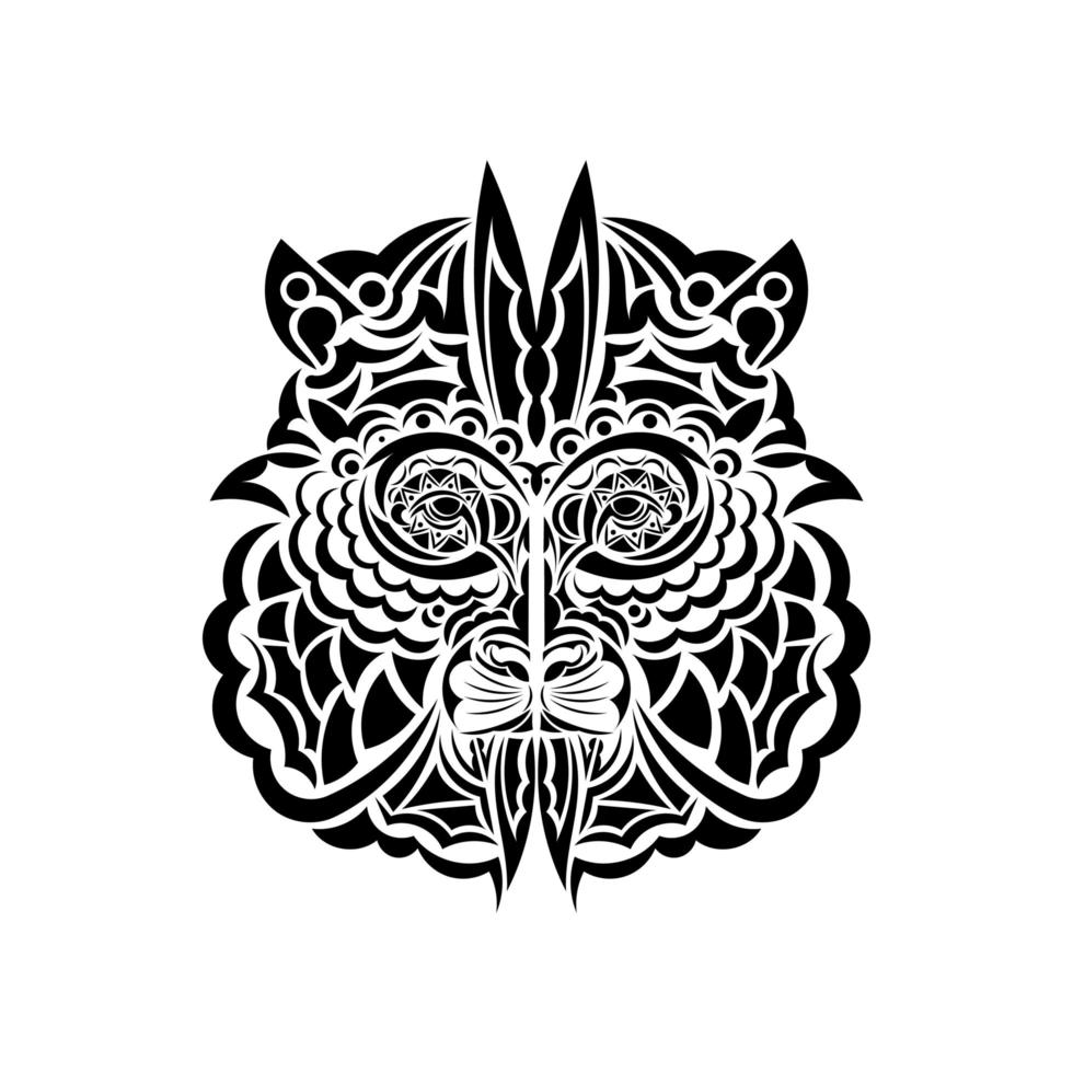 visage de lion de style maori. vecteur