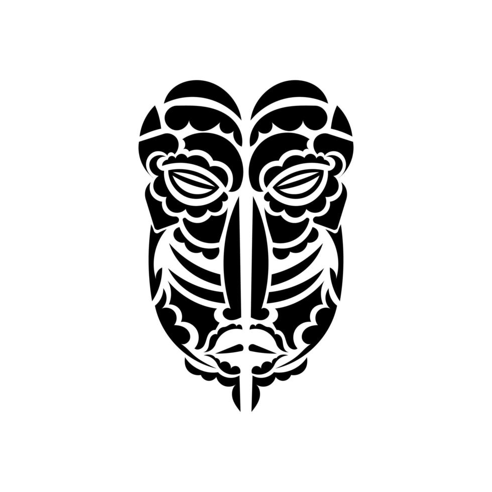 visage tiki, masque ou totem. motifs dans le style de la polynésie. bon pour les tatouages, les t-shirts et les imprimés. isolé. illustration vectorielle. vecteur