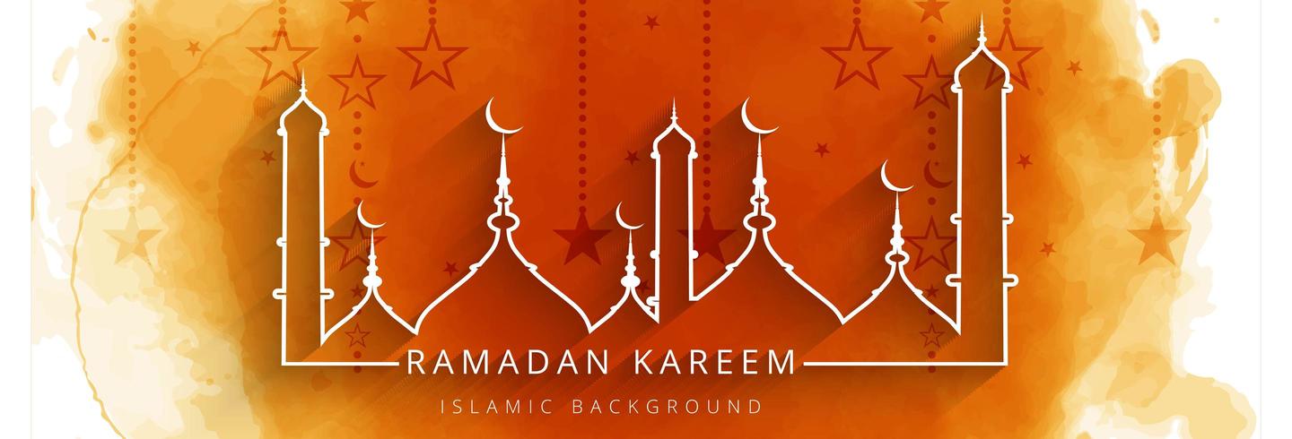 Ramadan kareem bannière fond orange coloré vecteur