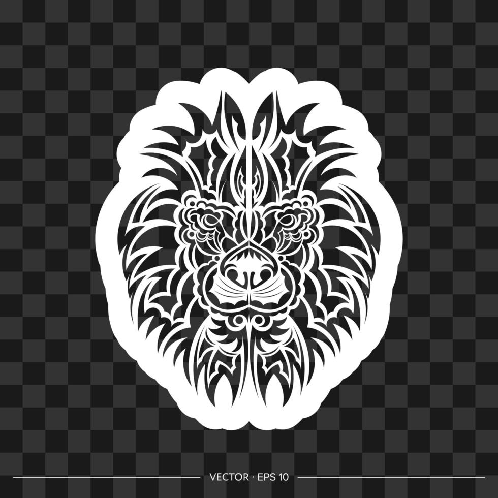 impression de lion. visage de lion dans le style maya. bonnes couvertures, tissus, cartes postales et impression. vecteur