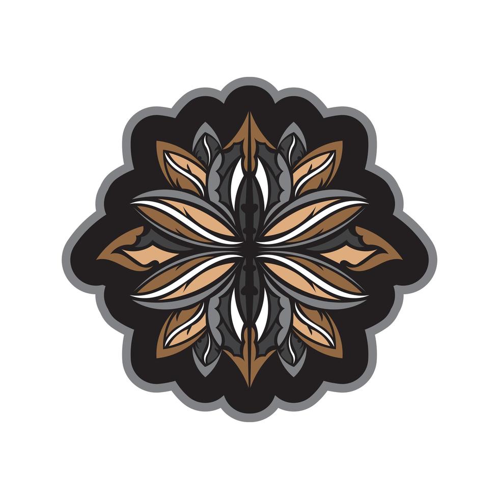 ornement de lotus, tatouage ethnique. lotus indien à motifs. impression couleur. isolé. illustration vectorielle. vecteur