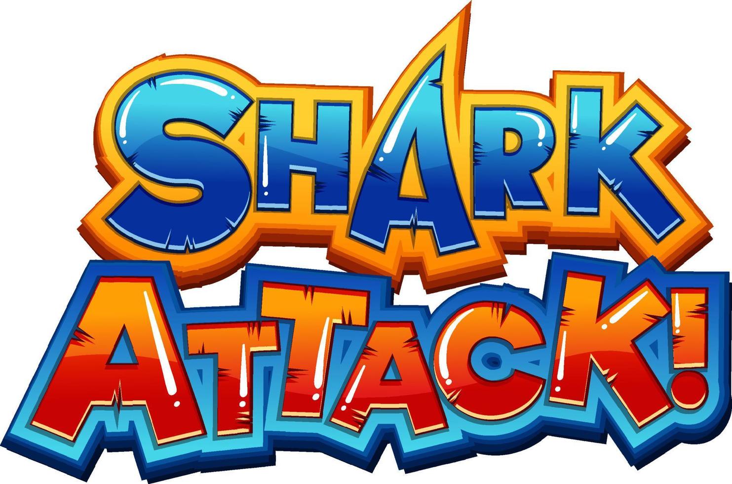 conception de typographie d'attaque de requin vecteur