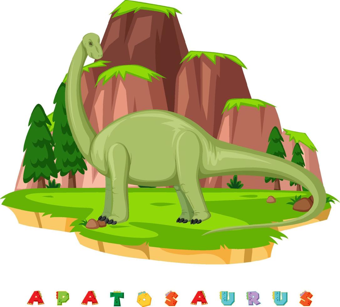 wordcard dinosaure pour apatosaurus vecteur