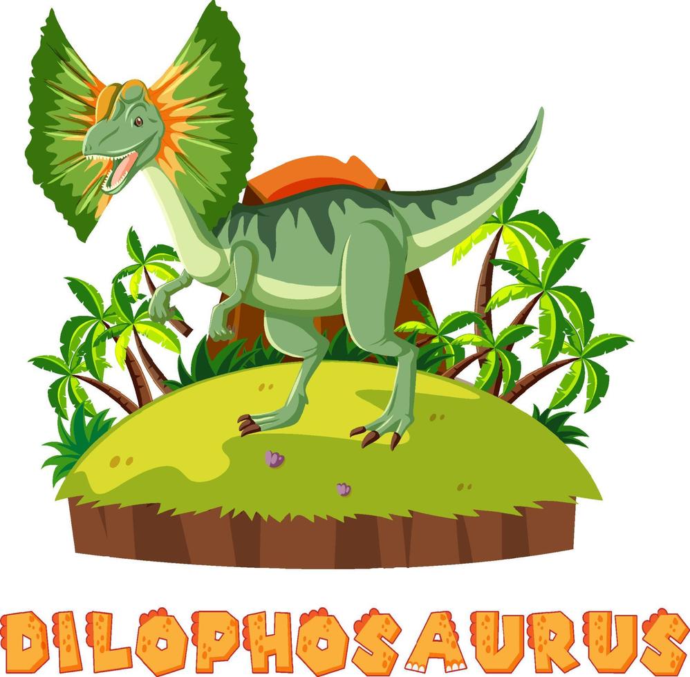 île préhistorique avec dilophosaurus vecteur