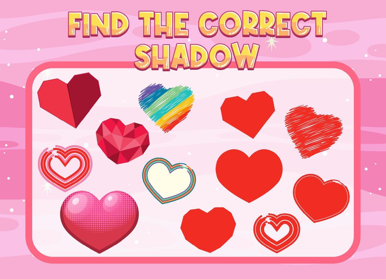 trouver la bonne feuille de calcul d'ombre et de correspondance d'ombre pour l'élève de la maternelle vecteur