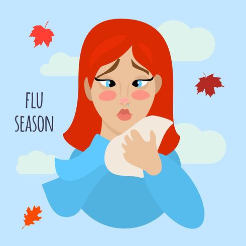 Illustration à plat de la grippe et le rhume. vecteur