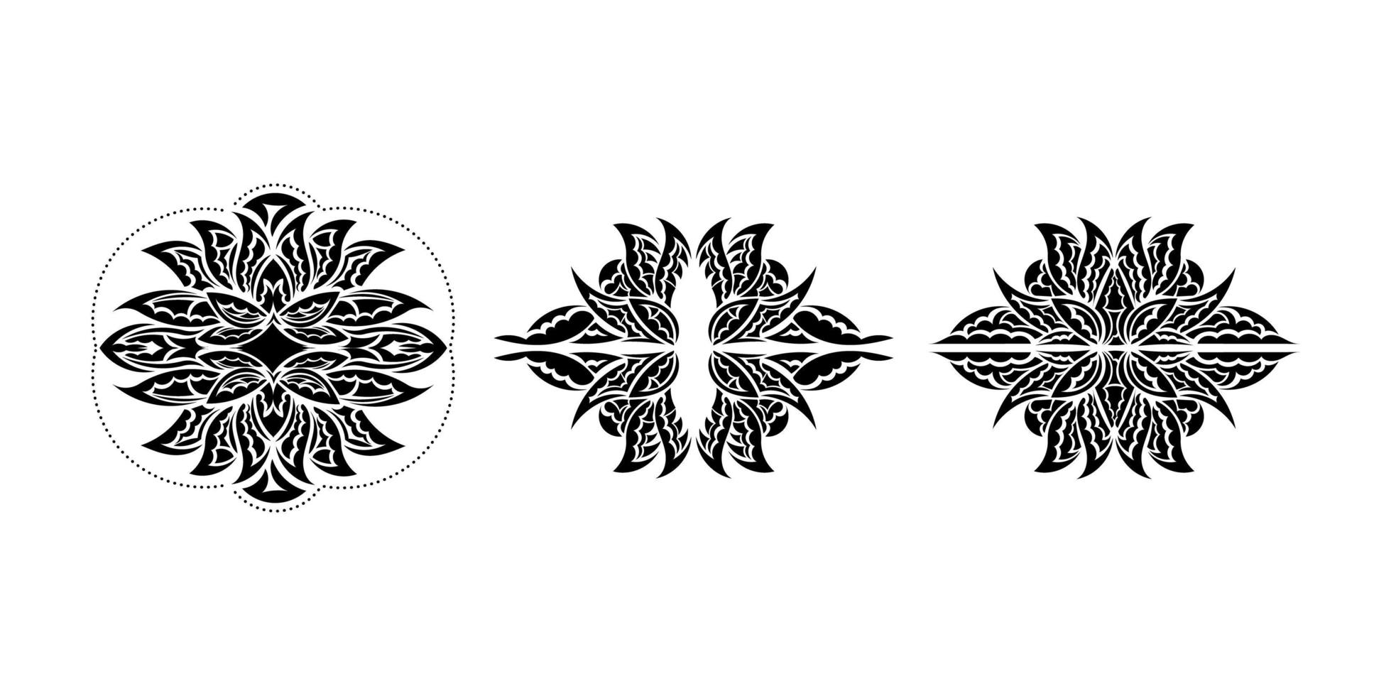 ensemble de motif de lotus dans un style simple. symbole du yoga. impression noir et blanc. isolé. vecteur