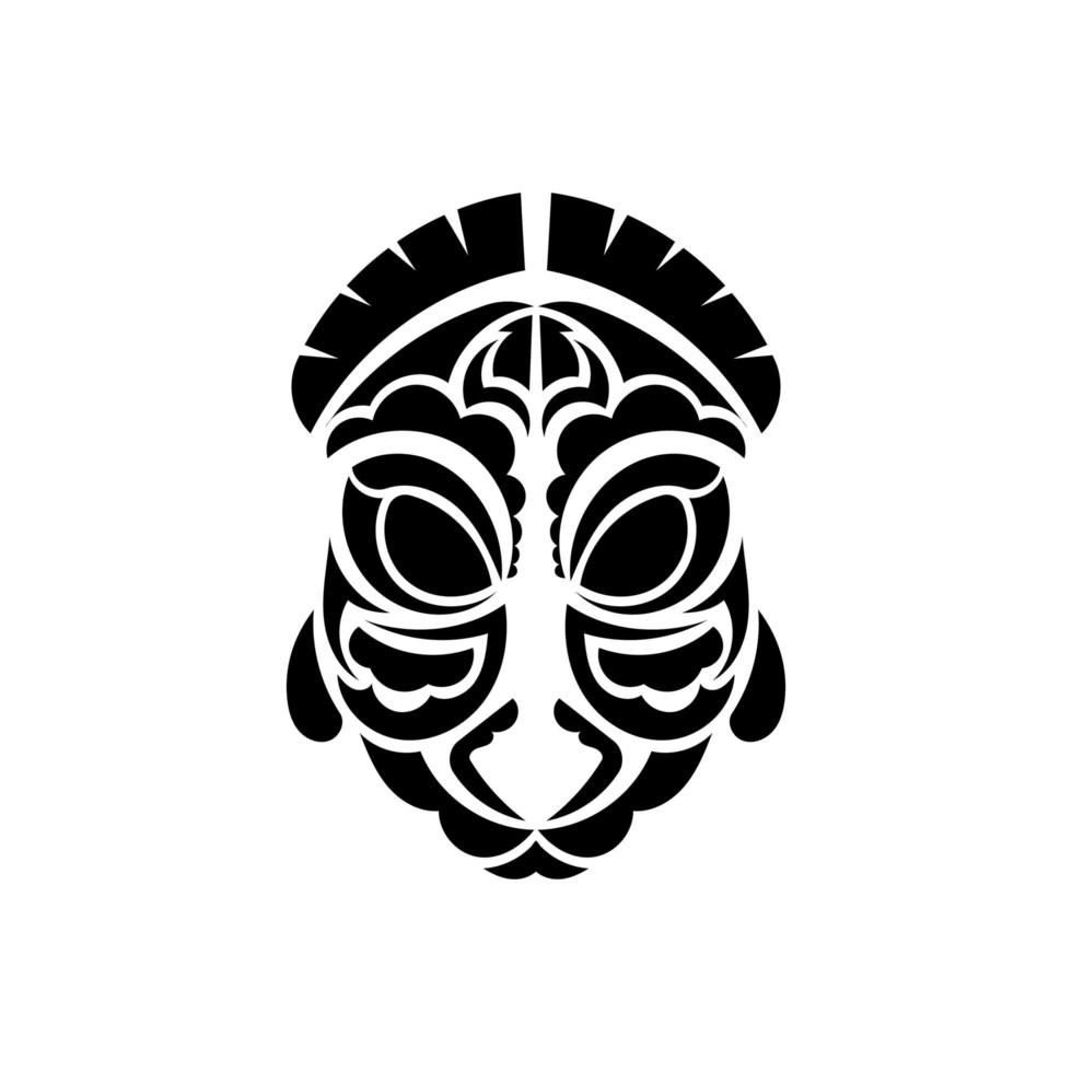 visage tiki, masque ou totem. motifs dans le style de la polynésie. bon pour les tatouages, les t-shirts et les imprimés. isolé. vecteur