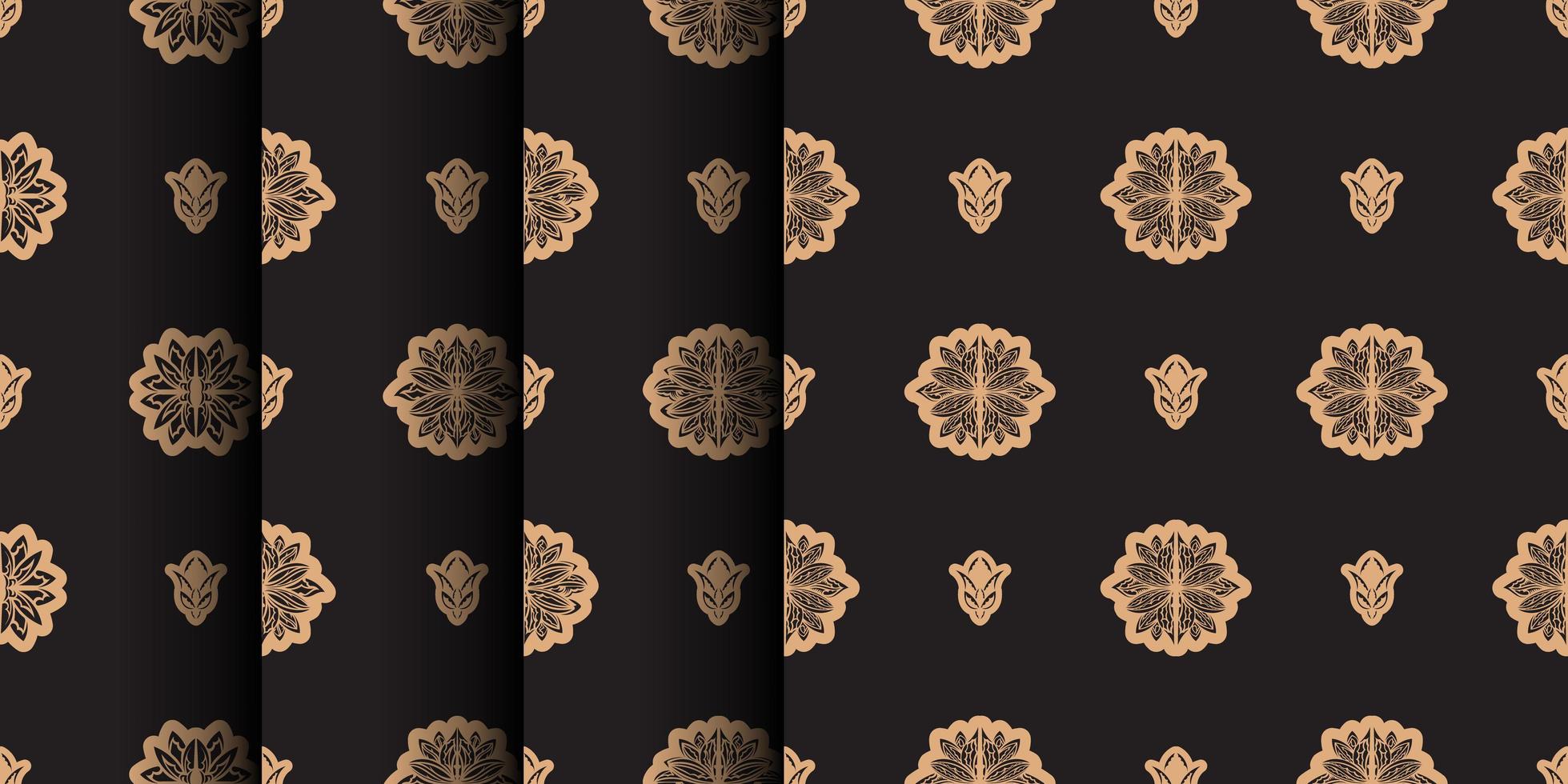 ensemble de motif sans couture de couleur unie sombre avec des lotus dans un style simple. bon pour les vêtements et les textiles. illustration vectorielle. vecteur