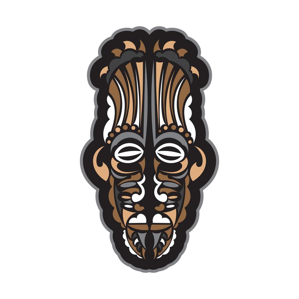 masque tiki de style maori. bon pour les t-shirts imprimés, les tasses, les étuis de téléphone et les tatouages. isolé. vecteur