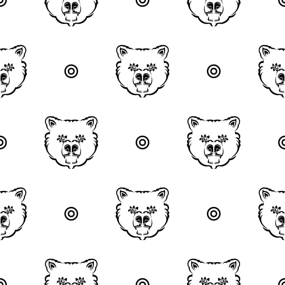 modèle sans couture noir-blanc avec visage d'ours. bon pour les vêtements, les textiles, les arrière-plans et les imprimés. illustration vectorielle. vecteur