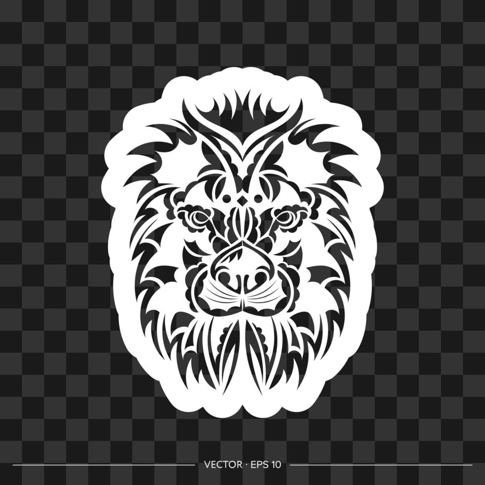 impression de lion. visage de lion dans le style maya. bons tissus, cartes postales et impression. vecteur