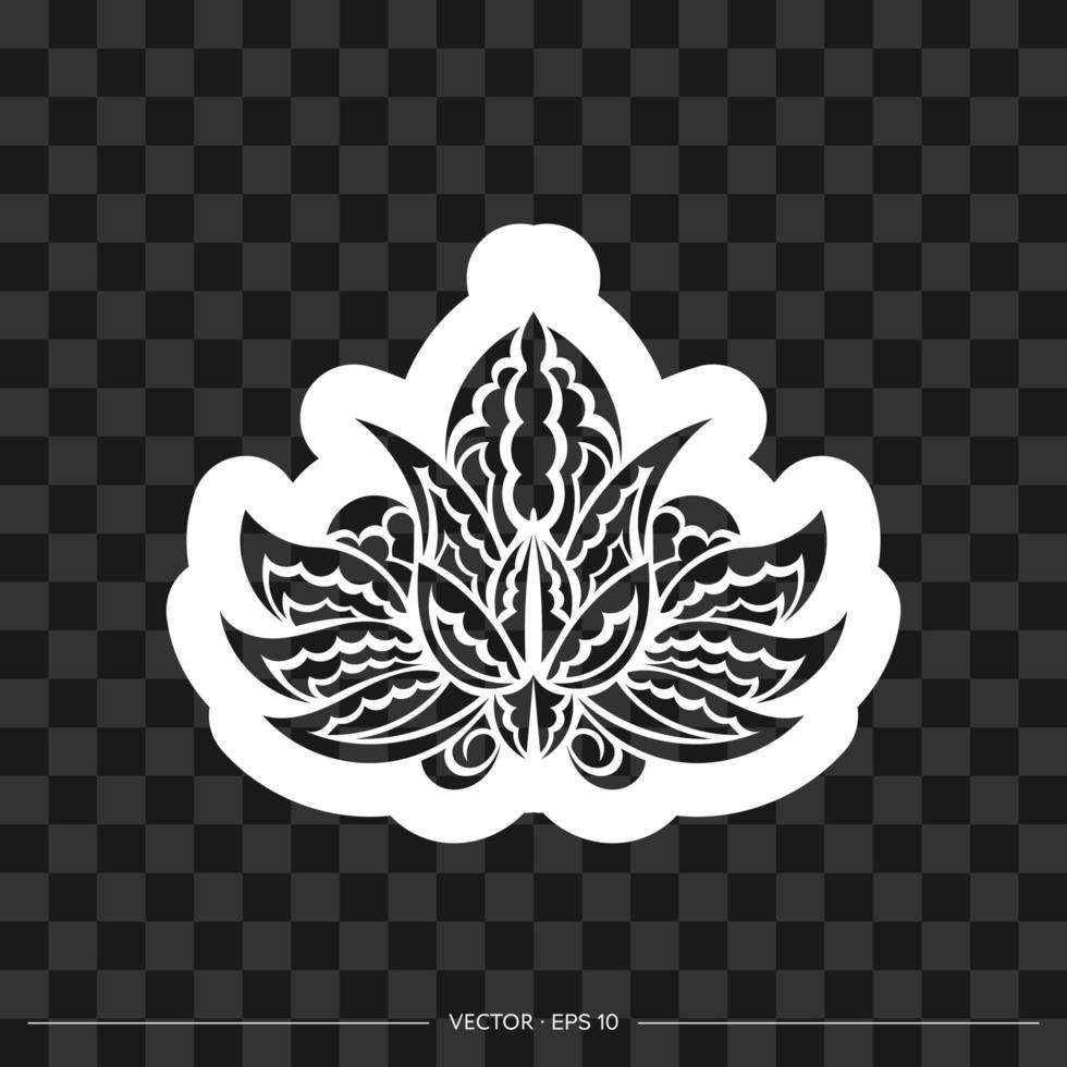 ornement de lotus imprimé, tatouage ethnique. style samoan.isolé. illustration vectorielle. vecteur