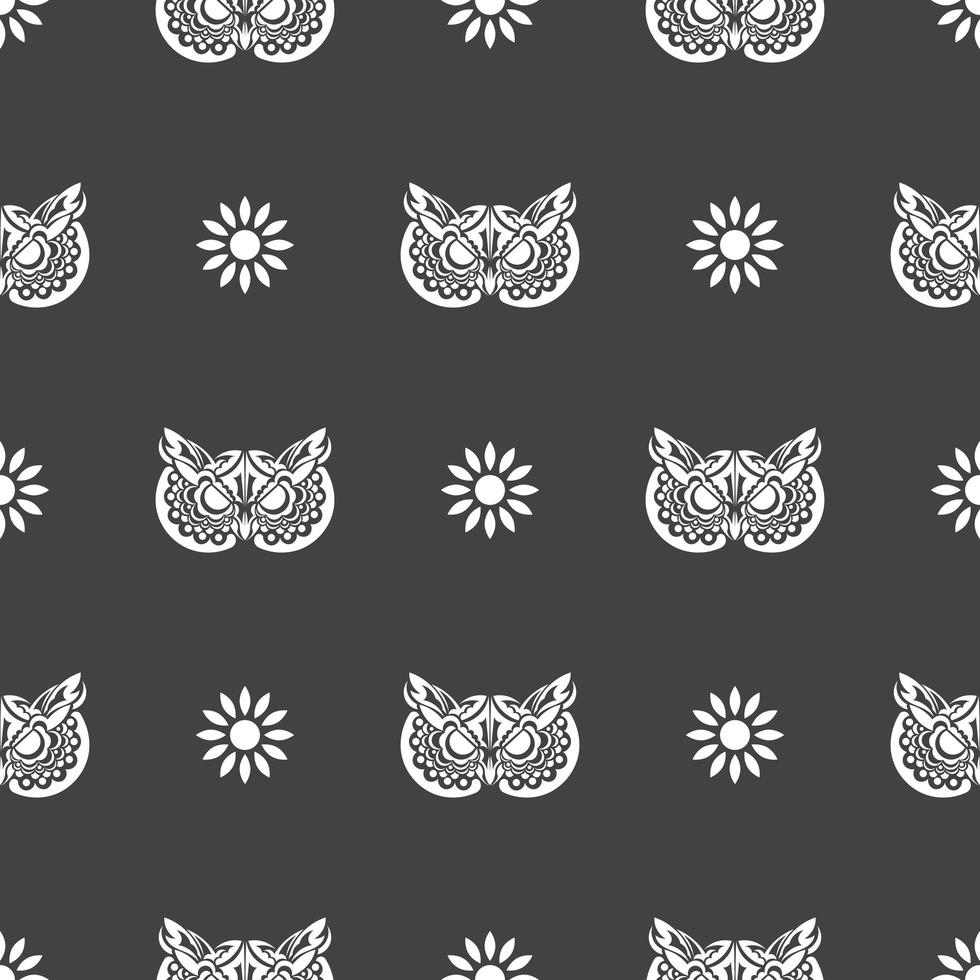 visage de hibou à motif simple et sans couture dans un style bohème. isolé. bon pour les vêtements et les textiles. illustration vectorielle. vecteur