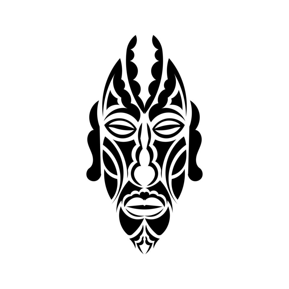 visage tiki, masque ou totem. motifs dans le style de la polynésie. bon pour les tatouages, les t-shirts et les imprimés. isolé. vecteur