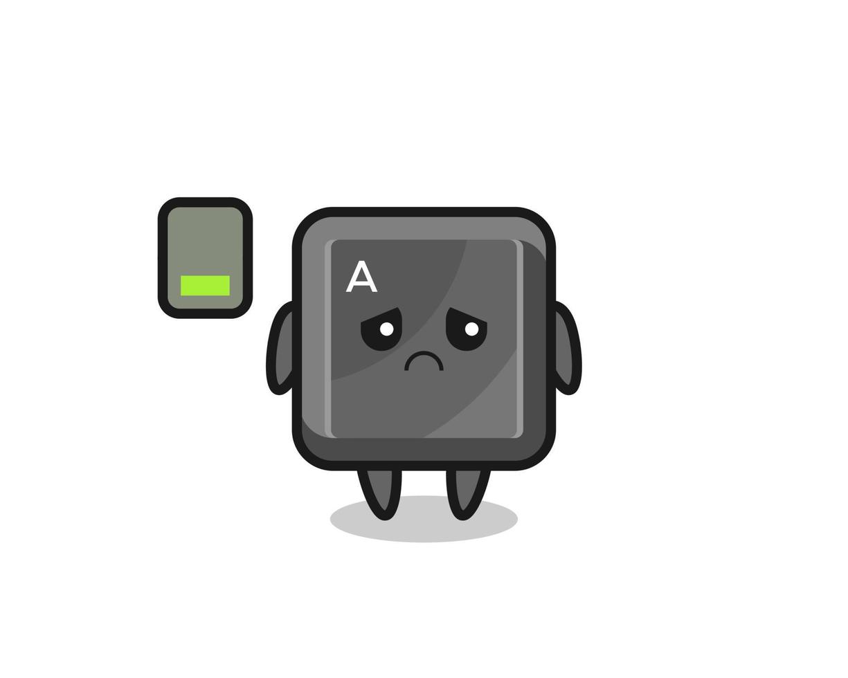 personnage de mascotte de bouton de clavier faisant un geste fatigué vecteur