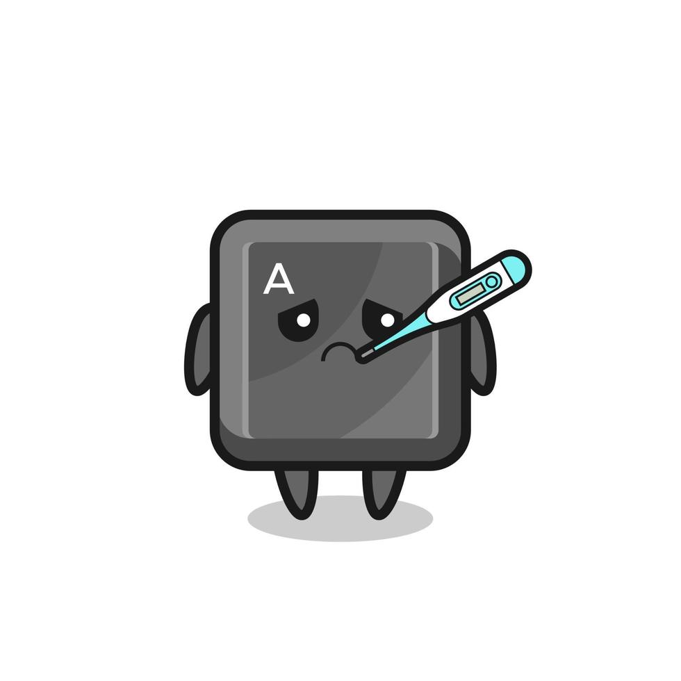 personnage de mascotte de bouton de clavier avec état de fièvre vecteur