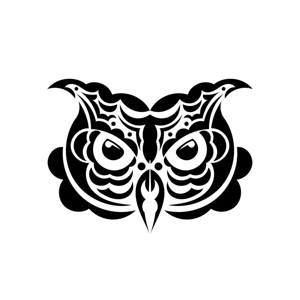 le visage d'un hibou des motifs maoris. isolé sur fond blanc. vecteur